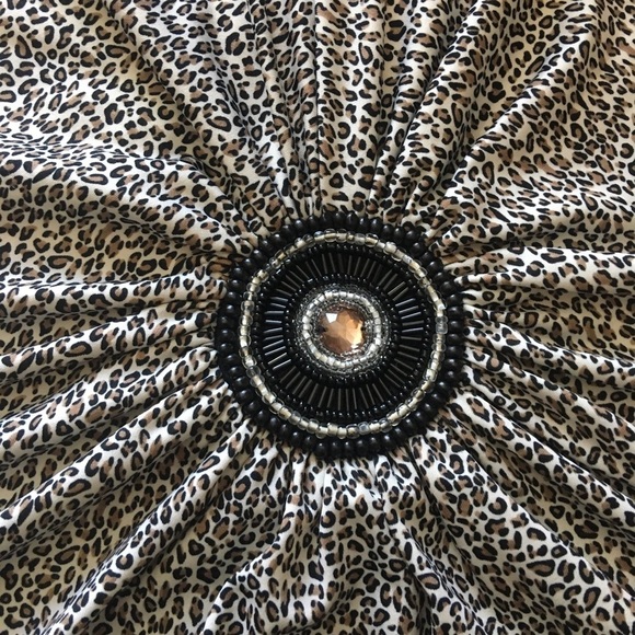 Nina Leonard Animal Print V-Neck Maxi Dress M-L - Picture 7 of 10